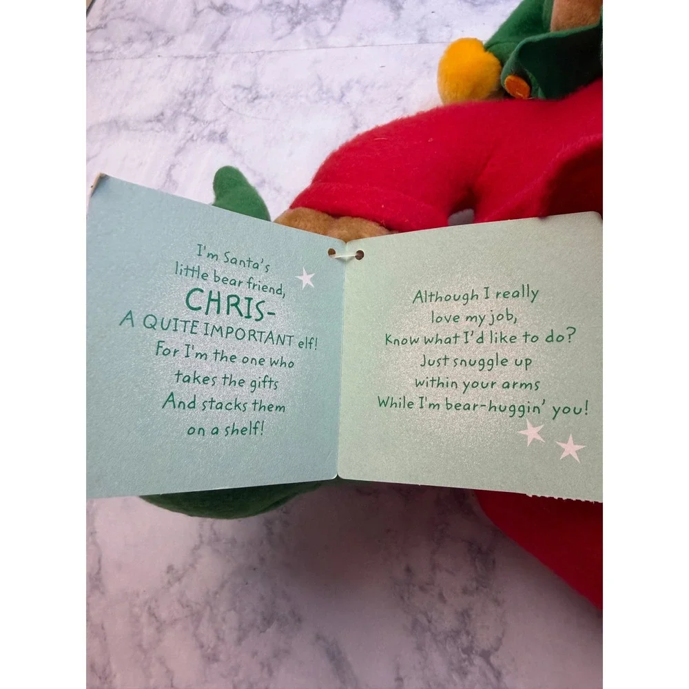 Hallmark Chris the Elf Bear Plush Red Green Santa's Workshop XPF3109 Christmas